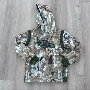 Baltimore Ravens Nike Salute to Service logo on field youth hoodie camo XL green